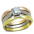 thumbnail image 1 of Women Three Tone IP Stainless Steel Ring with AAA Grade CZ in Clear - Size 10, 1 of 1