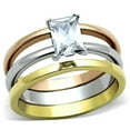 thumbnail image 1 of Women Three Tone IP Stainless Steel Ring with AAA Grade CZ in Clear - Size 5, 1 of 1