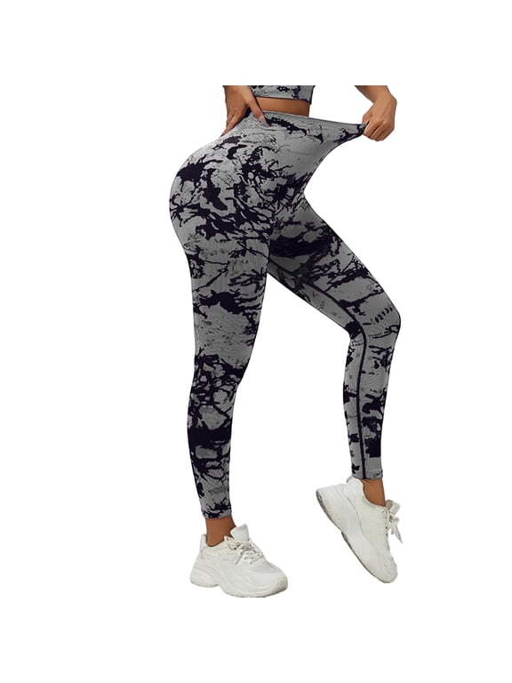 Women Tie Dye High Waisted Butt Lifting Leggings Tummy Control Squat Proof Yoga Pants Soft Stretch Quick Dry Workout Running Athletic Gym Pants