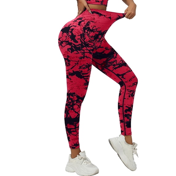 Women Tie Dye High Waisted Butt Lifting Leggings Tummy Control Squat Proof Yoga Pants Soft Stretch Quick Dry Workout Running Athletic Gym Pants
