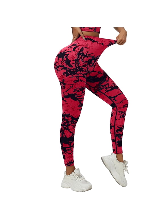 Women Tie Dye High Waisted Butt Lifting Leggings Tummy Control Squat Proof Yoga Pants Soft Stretch Quick Dry Workout Running Athletic Gym Pants