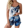 thumbnail image 1 of Women Tie Dye Pajama Set Cami Top Shorts Sleepwear Two Piece Loungewear Cute Summer Pjs Nightwear, 1 of 4