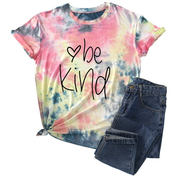 Women Tie-Dye Shirt Women Graphic TShirts Cute Teacher Short Sleeves Top
