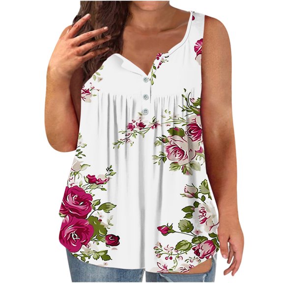 Women Tie Dye Tank Top Pleated Pullover Camisole Trendy Casual Sleeveless Blouses Fashion Summer