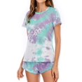 thumbnail image 1 of Women Tie-Dyed Short Sleeve Elastic Waist Pajama Set, 1 of 7
