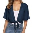 thumbnail image 1 of Women Tie Front Chiffon Short Sleeve Cropped Sheer Cardigan Formal Cardigan Long Wrap Cardigan Tops for Women Chiffon Cardigan Neck Cardigan Womens Cardigan plus Button down Cardigan Sweaters for, 1 of 4