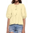 thumbnail image 1 of Summer Peplum Babydoll Puff Short Sleeve Blouse Womens Tie Front Tops, 1 of 4