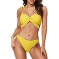 thumbnail image 1 of Women Tie Shoulder Bikini Swimsuits Solid Color High Cut Bathing Suits 2 Piece Swimwear, 1 of 7