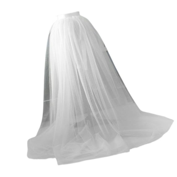 Women Tie Waist Flowing Long Tulle Skirt See Through Mesh Tutus Detachable Long Overskirt for Formal Prom Wedding Party