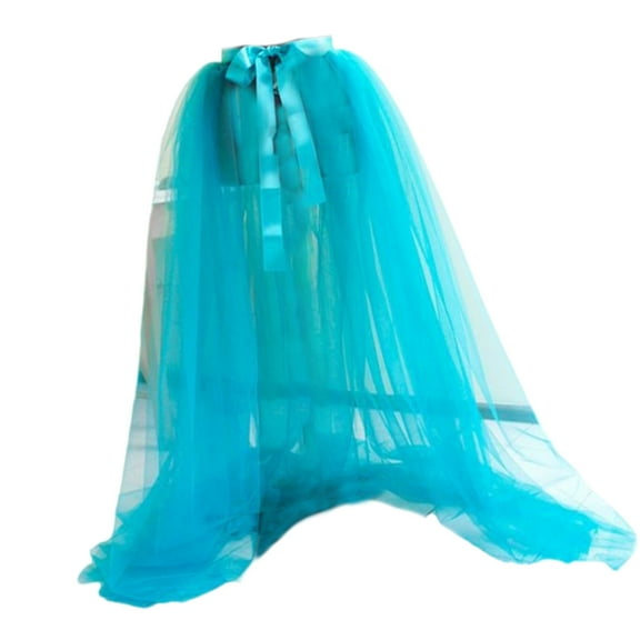 Women Tie Waist Flowing Maxi Tulle Skirt See Through Mesh Tutus Detachable Long Overskirt for Formal Prom Wedding Party