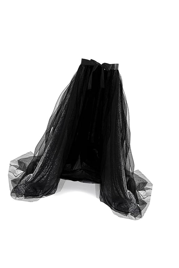 Women Tie Waist Flowing Maxi Tulle Skirt See Through Mesh Tutus Detachable Long Overskirt for Formal Prom Wedding Party