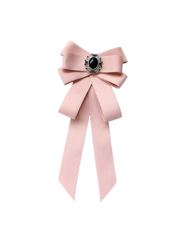 Women' Tied Bowknot Ribbon Necktie Bowtie Necklace Decoration Beads Bow Tie Elegant for Clothing Accessories DIY Cosplay Gifts Blouse pink
