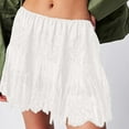 thumbnail image 1 of Women Tiered Lace Mini Skirt Summer Casual Elastic Pleated Lace Trim Short Skirts Underskirt Y2k Ruffle Skirt, 1 of 6