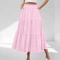 thumbnail image 1 of Women Tiered Solid Color Casual Maxi Skirt with High Waist Flowy Long Skirt with Pockets Beach Vacation Skirt S, 1 of 8