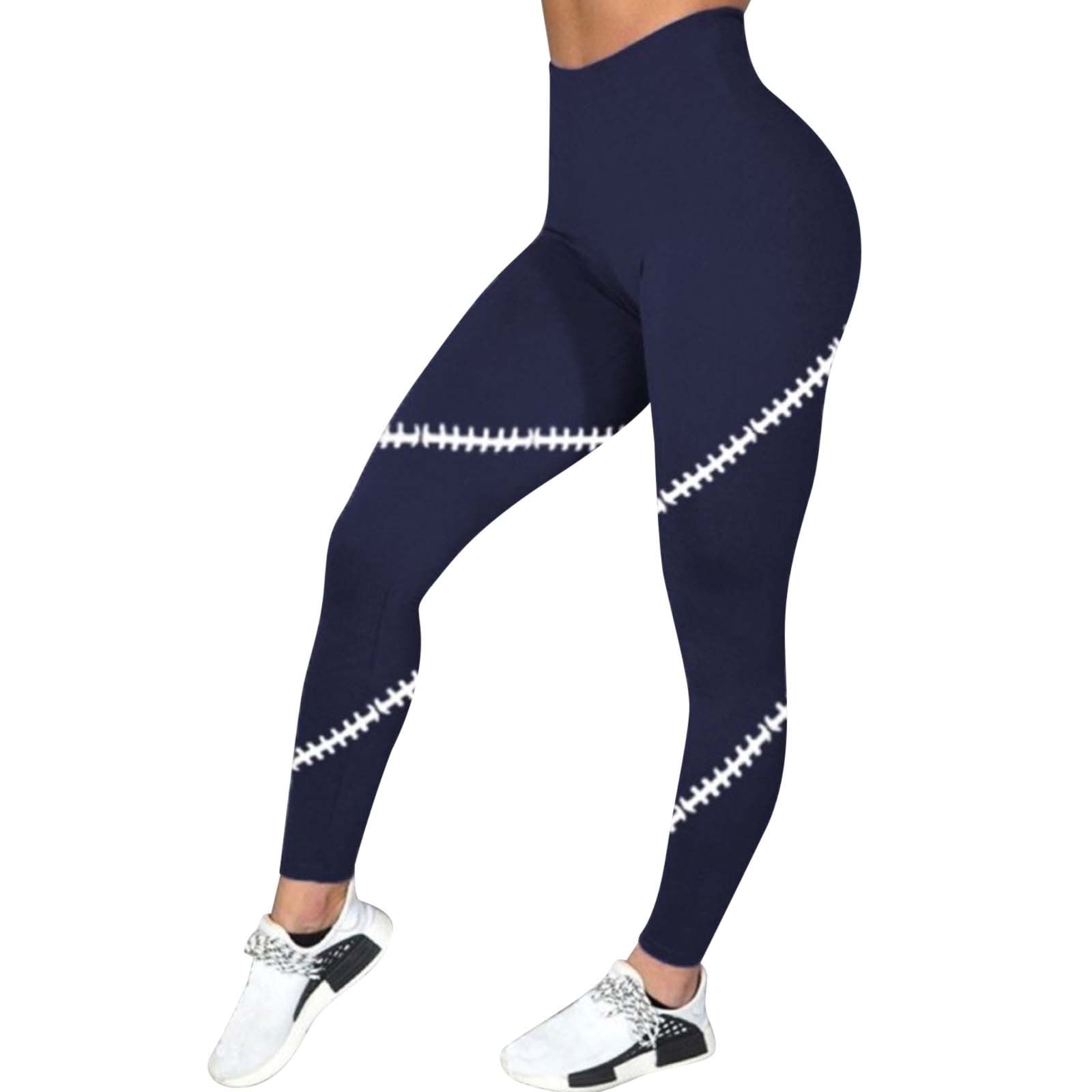 Women Tight Yoga Leggings Football Rugby Print Trouser Elastic Waist Long  Pencil Pants L