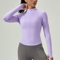 thumbnail image 1 of Women Tight Yoga Zipper Jacket Sports Long Sleeve Quick Dry Running Fitness Tops, 1 of 4