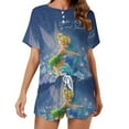 thumbnail image 1 of Women Tinker Bel Summer Pajamas Set Loungewear Sleepwear Short Sleeve Shirt with Shorts, 1 of 8