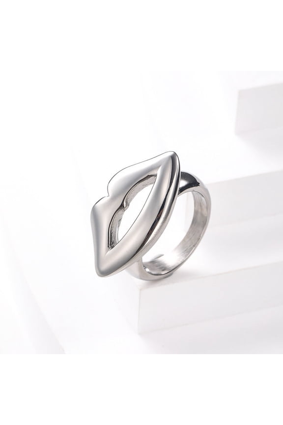 Women Titanium Steel Lip Ring Exaggerated Personalized Design High Grade Electroplated Jewelry Shiny Luxe Aura