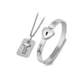 thumbnail image 1 of Women Titanium Steel Love Heart Lock Couple Bracelet with Key Pendant Necklace, 1 of 7