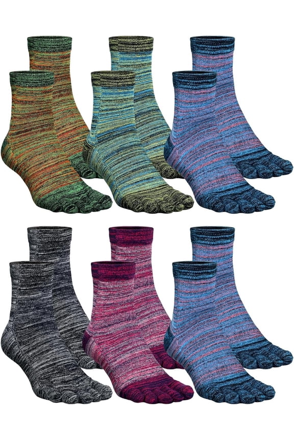 Women Toe Socks Cotton Crew Breathable Socks with Toes for Women Men Athletic Running