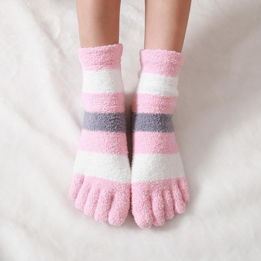 Women Winter Thermal Split Toe Socks Five Finger Wool Thick Sock  Sweat-Absorbing