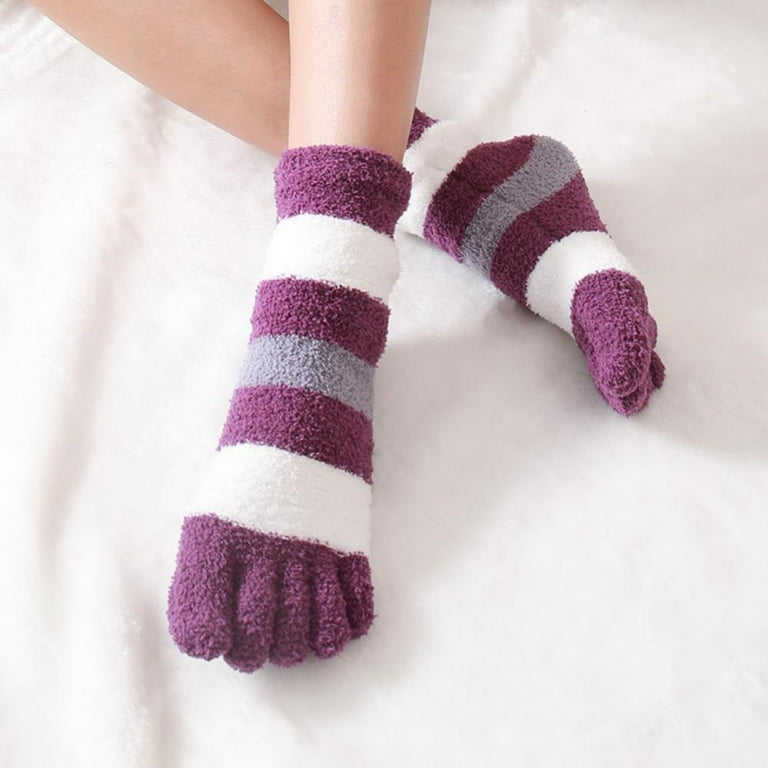 Women Toe Socks Fuzzy Toe Socks Winter Warm Toe Socks Five Toe