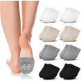 thumbnail image 1 of Women Toe Topper Half Socks 5 pairs Low Cut Soft Cotton Elastic Socks Non-Skid Half Seamless Socks, 1 of 6