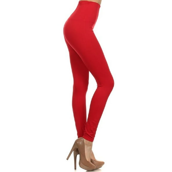 Women Tommy Control Super High Waist Leggings w/5½" Waistband Workout Yoga Pants - (Red)