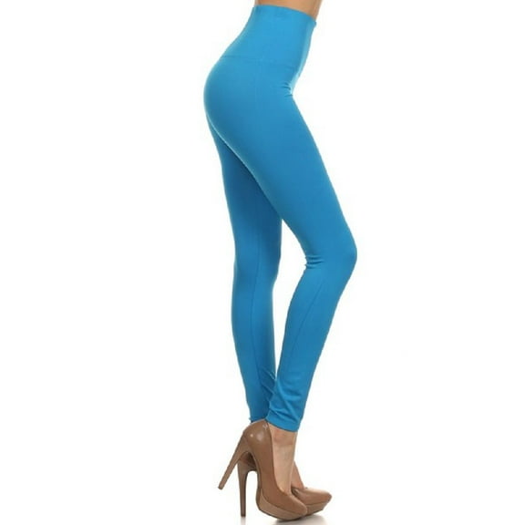 Women Tommy Control Super High Waist Leggings w/5½" Waistband Workout Yoga Pants - (Sky Blue)