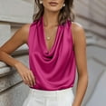 thumbnail image 1 of Women Top, 2026 New Casual Fashion Solid Color Sleeveless Turtleneck Satin Blouse, Made of Breathable Fabric, Elegant and Comfortable for Daily Wear, Perfect for Pairing with Pants., 1 of 7