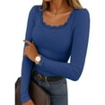 thumbnail image 1 of Women Top, 2026 New Long Sleeve Thermal Shirt Crewneck Lace Splicing Fall Fashion Tops, Made of Comfortable Material for Daily Wear, Perfect for Home or Work., 1 of 7