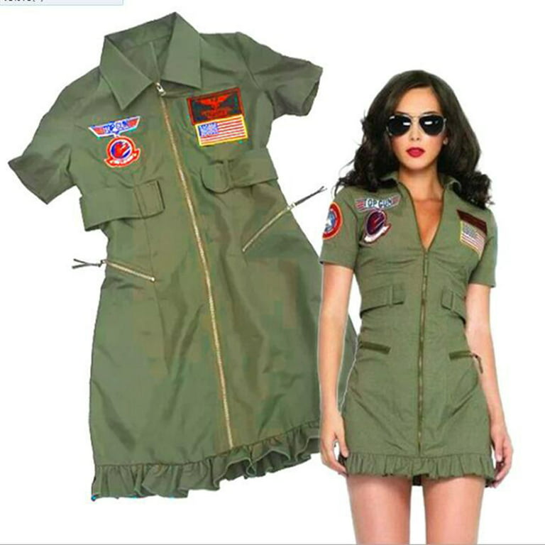Women Top Gun Flight Dress Costume Uniform