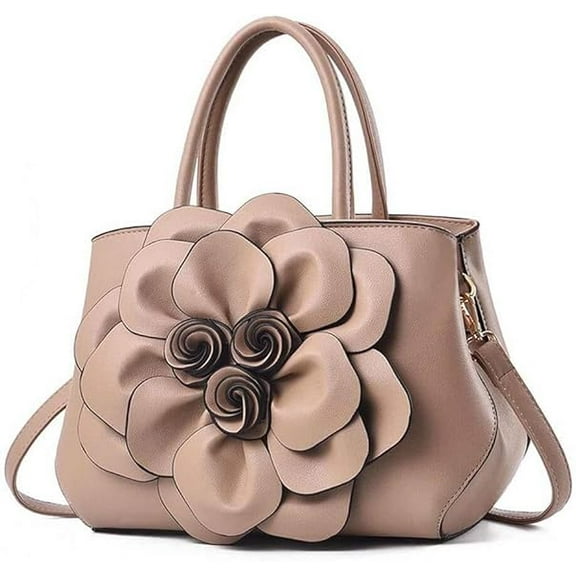 Women Top Handle Satchel Crossbody Bags 3D Flower Top Handle Handbags Elegant Pu Leather Tote Purse Shoulder Bag