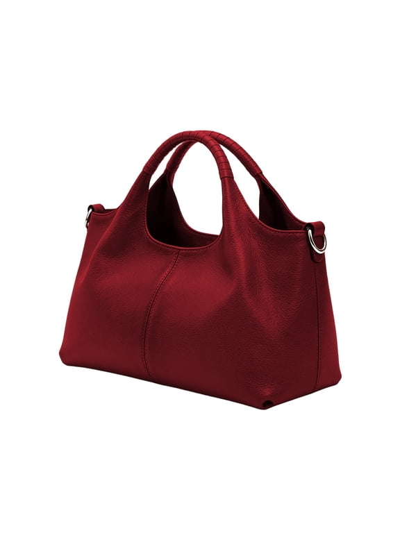 Women Top Handle Satchels Leather Handbags Large Capacity Work Tote Shoulder Crossbody Bags,Red