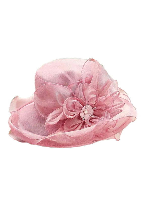 Women Top Hat Elegant Organza Flower Hat Wide Brim Outdoor Beach Hat Foldable Sun Hat Evening Retro Style Party Banquet Clothing Accessories