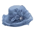 thumbnail image 1 of Women Top Hat Elegant Organza Flower Hat Wide Brim Outdoor Beach Hat Foldable Sun Hat Evening Retro Style Party Banquet Clothing Accessories, 1 of 7