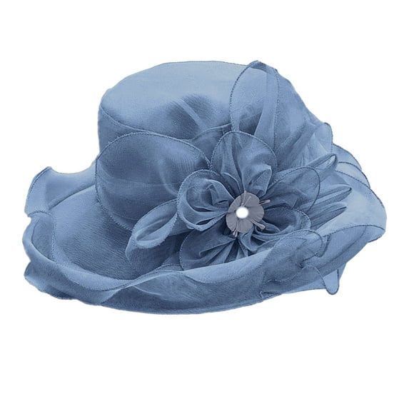 Women Top Hat Elegant Organza Flower Hat Wide Brim Outdoor Beach Hat Foldable Sun Hat Evening Retro Style Party Banquet Clothing Accessories