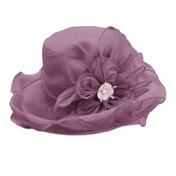 Women Top Hat Elegant Organza Flower Hat Wide Brim Outdoor Beach Hat Foldable Sun Hat Evening Retro Style Party Banquet Clothing Accessories