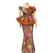 Women Top Skirts Set African Clothes O-neck Half Sleeve Dashiki Blouse Tops and Skirts Long Dress African Outfit