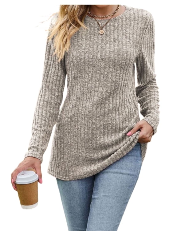 Sweaters for Women Ribbed Knit Tunic Pullover S-2XL
