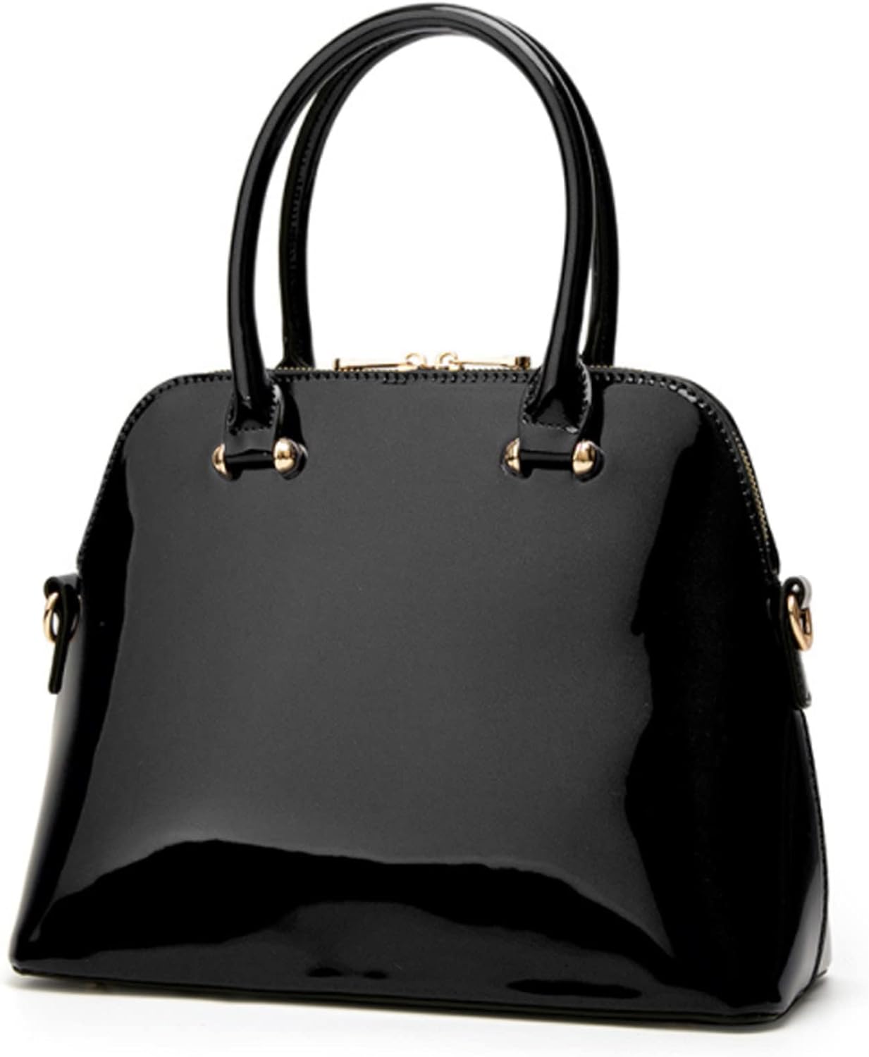 Women Tophandle Handbag Purse Glossy Patent PU Shell Shoulder