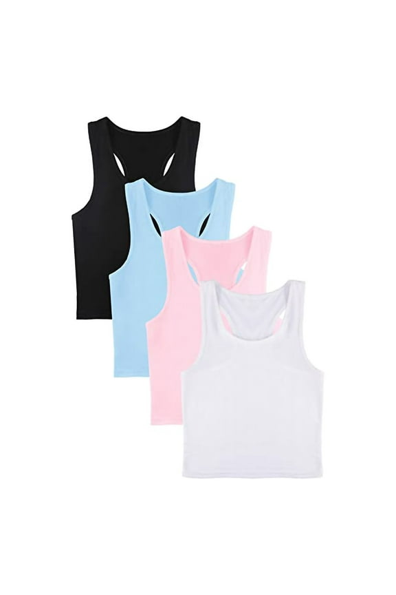Women Tops 4-Pack Basic Crop Tank Tops Sleeveless Crop Sport Camis Vests Female Trendy Streetwear Dailywear Clothes