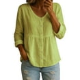 thumbnail image 1 of Women Tops Under $5 ! Yrmaups Cotton Linen Tops for Women Long Sleeve Fall Vintage Boho Peasant Gauze Blouses Dressy Plus Size Flowy Casual Loose Bohemian Tunic Shirts, 1 of 5