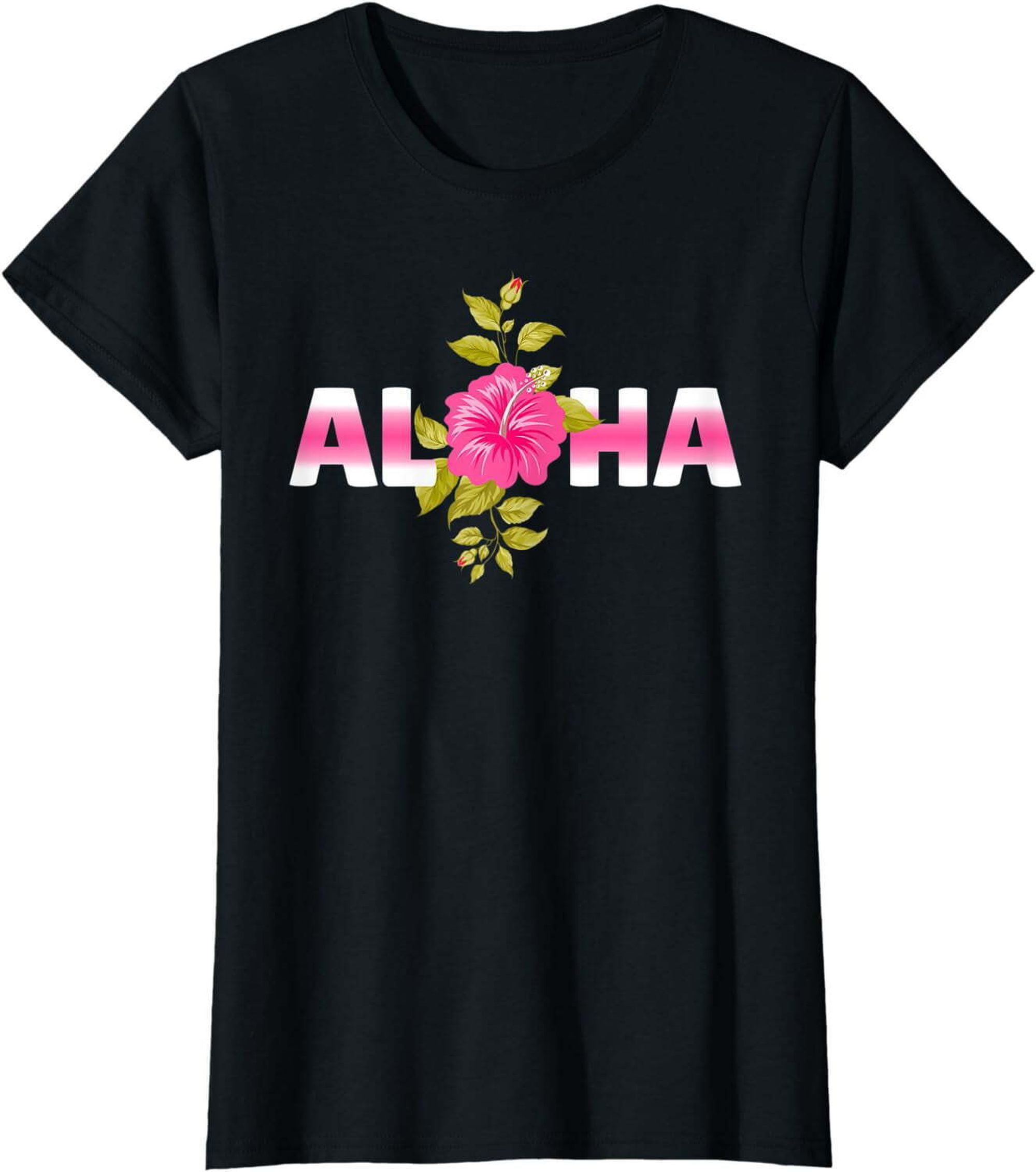 Women Tops Aloha Hawaiian Hibiscus Flower TShirt Gift Crew Neck Party