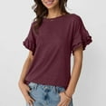 thumbnail image 1 of Women Tops Casual Basic T Shirts Loose Fit Crewneck Short Sleeve Summer Solid Color Tee Shirt Top Athletic Tops for Women Long Sleeve Ladies Long Sleeve T Shirt New Day Womens Shirt Juniors Active, 1 of 5
