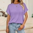 thumbnail image 1 of Women Tops Casual Basic T Shirts Loose Fit Crewneck Short Sleeve Summer Solid Color Tee Shirt Top Long Sleeve Plain Shirts for Women Women's Summer Shirts Womens Shirts Casual Medium Shirt Women, 1 of 5