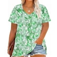 thumbnail image 1 of Women Tops under $5! Cagogo Ladies Plus Size Tshirts Shirts Summer Trendy Floral Printed Dressy Casual Tunics Short Sleeve Loose Fit V Neck Boho Blouses Outfits, 1 of 4