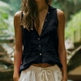 thumbnail image 1 of Women Tops under $5! Cagogo Linen Button Down Shirt for Women Sleeveless Summer Trendy Cotton Gauze Tops Casual Loose Fit V Neck Collared Dressy Blouses Vintage Peasant Tees Tanks, 1 of 6