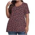 thumbnail image 1 of Women Tops under $5! Cagogo Plus Size Henley Blouses for Women Summer Trendy Polka Dots Black White Tunics V Neck Short Sleeve Dressy Business Casual Blouses Clothes, 1 of 5