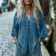 thumbnail image 1 of Women Tops under $5! Cagogo Women's Linen T Shirts Cotton Gauze Long Sleeve Loose Fit T-shirts V Neck Collared Button Down Summer Trendy Fashion Tunic Tops Clothes, 1 of 6